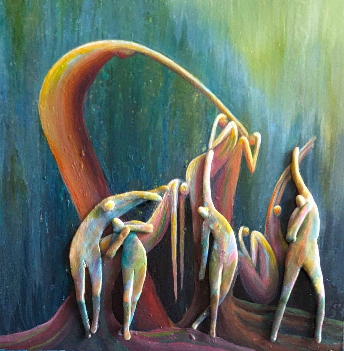 Expressive Portrait Collage By Karen Wilcox, 8 X 8", Compassion, Original Artwork