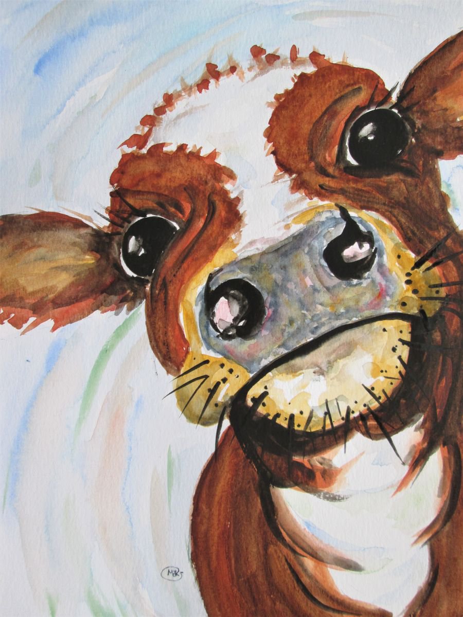 Bessy Cow painting by marjansart by MARJANSART