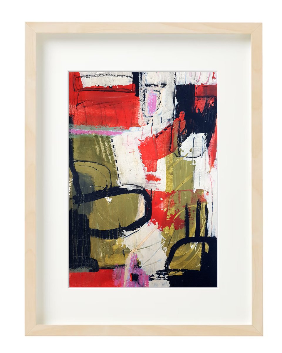 Abstract Acrylic Painting By Iulia Paun, 13 X 17, Blocks In The Garden, Original Artwork