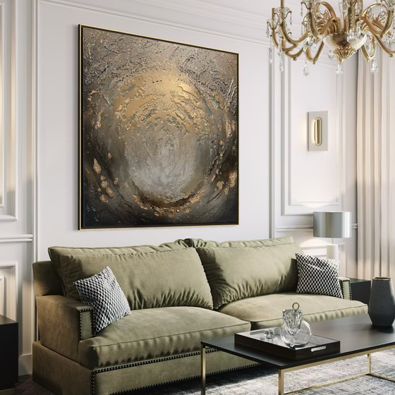 Gold And Green Abstract Painting – Gold Sage