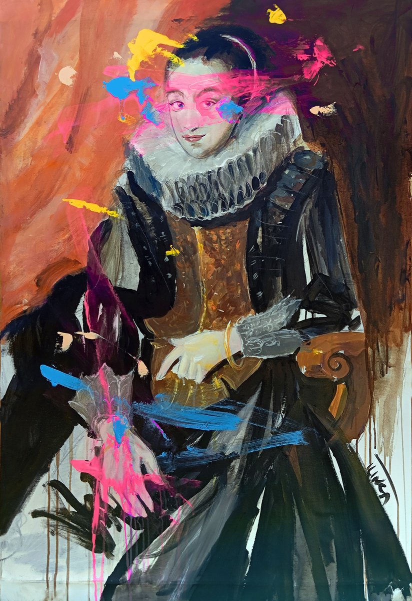 Impressionistic Portrait Acrylic Painting By Catalin Ilinca, 32 X 46, Portrait Of A Lady (Study), Original Artwork