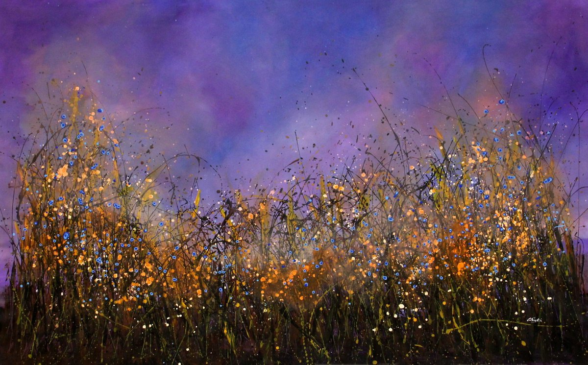 Expressive Botanical Acrylic Painting By Cecilia Frigati, 78 X 48, Eve #2, Original Artwork