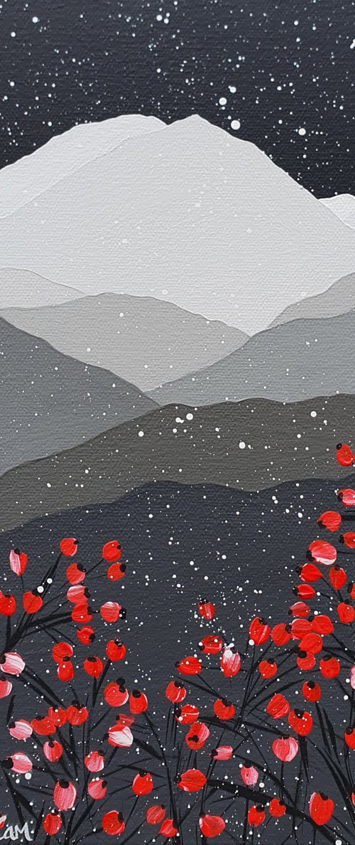 Snow falling on Catstye Cam, The Lake District by Sam Martin
