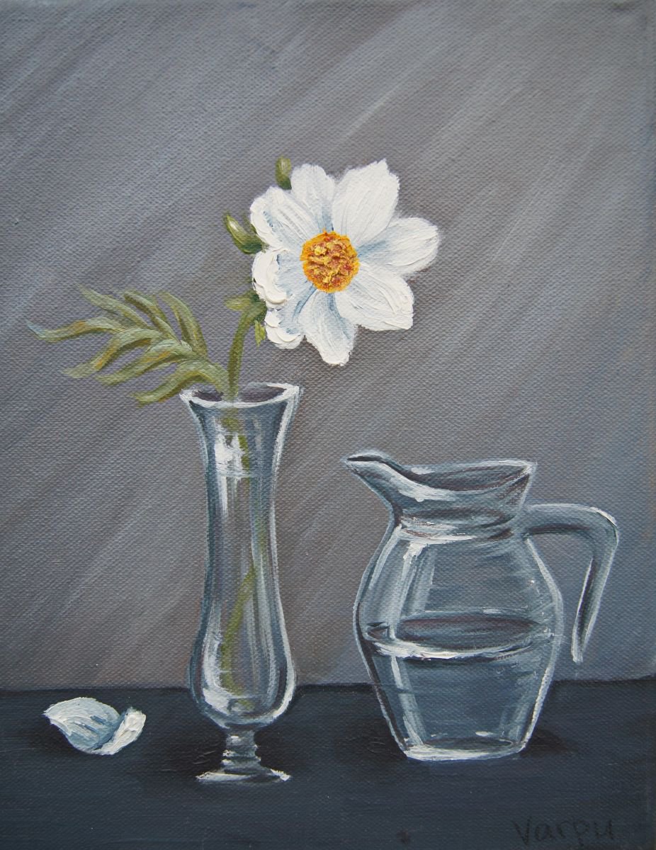 White flower in glass vase by Svetlana Vorobyeva