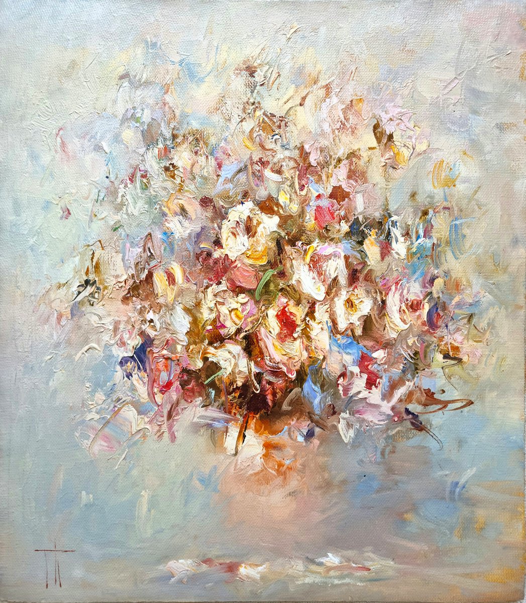 Impressionistic Botanical Oil Painting By Hennadii Penskyi, 14 X 16, Layla, Original Artwork