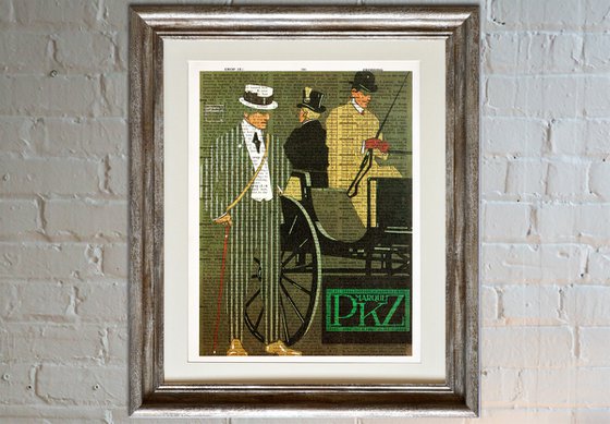 Marque PKZ - Collage Art Print on Large Real English Dictionary Vintage Book Page