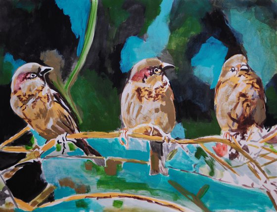Sparrows / 50 x 38.5 cm
