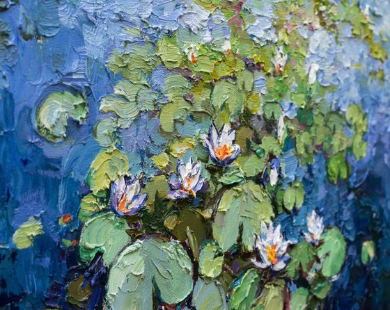 White water lilies Original Oil painting