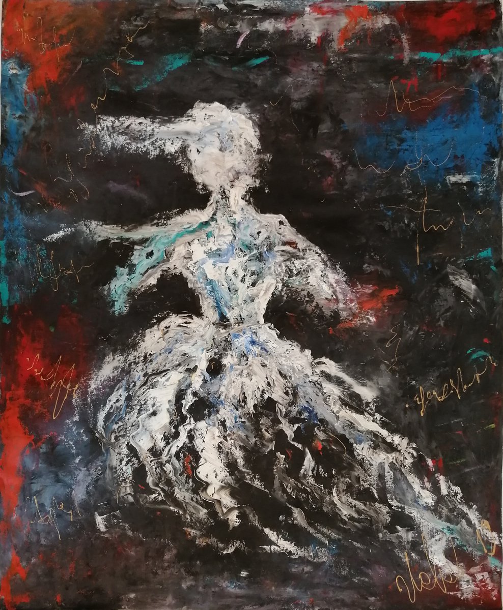 Abstract Portrait Oil Painting By Nelaart, 31 X 37", Lady, Original Artwork