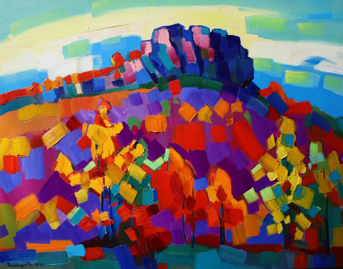 Impressionistic Landscape Oil Painting By Tigran Avetyan, 26 X 20", Autumn, Original Artwork