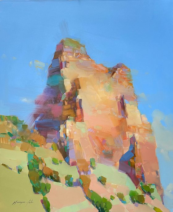 Rock in Sedona, Original oil painting, Handmade artwork, One of a kind