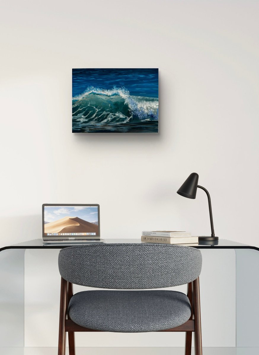 Photorealistic Landscape Oil Painting By Aisylu Burangulova, 16 X 12, Wave, Original Artwork