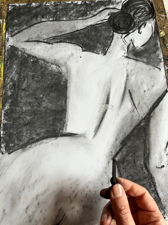 Woman Nude Charcoal Art