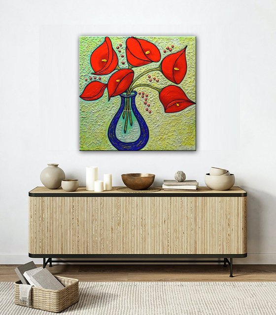 Calla Lilies - Original Textured Painting