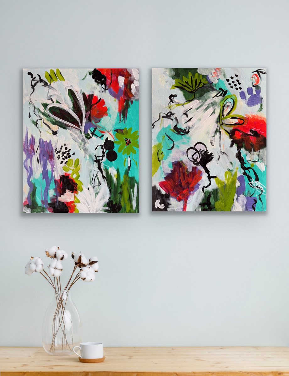 Organic Abstract Acrylic Painting By Veronica Vilsan, 31 X 20", Balance 7, Original Artwork