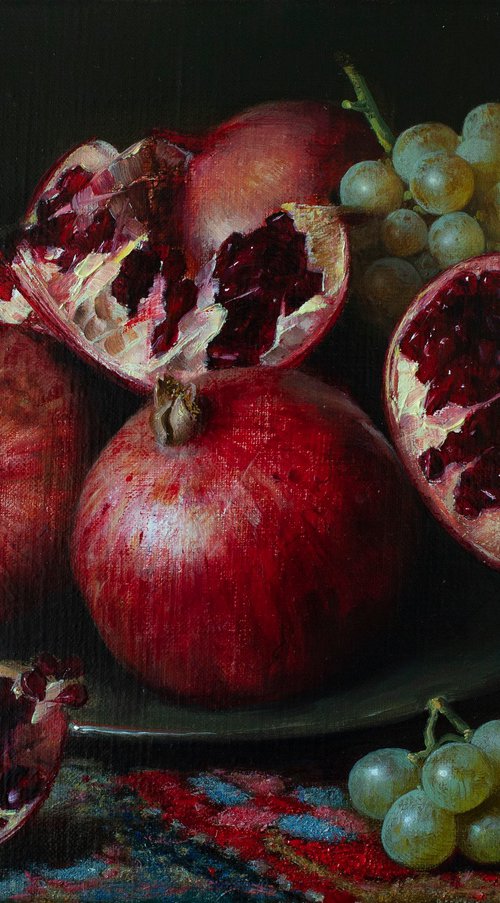 White wine and pomegranates by Syuzanna Tarverdyan