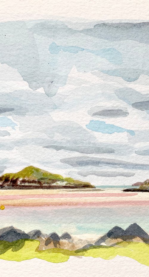 View to Hestan Island, Rockcliffe, Dumfries, Scotland - Sketch by Paul Gurney