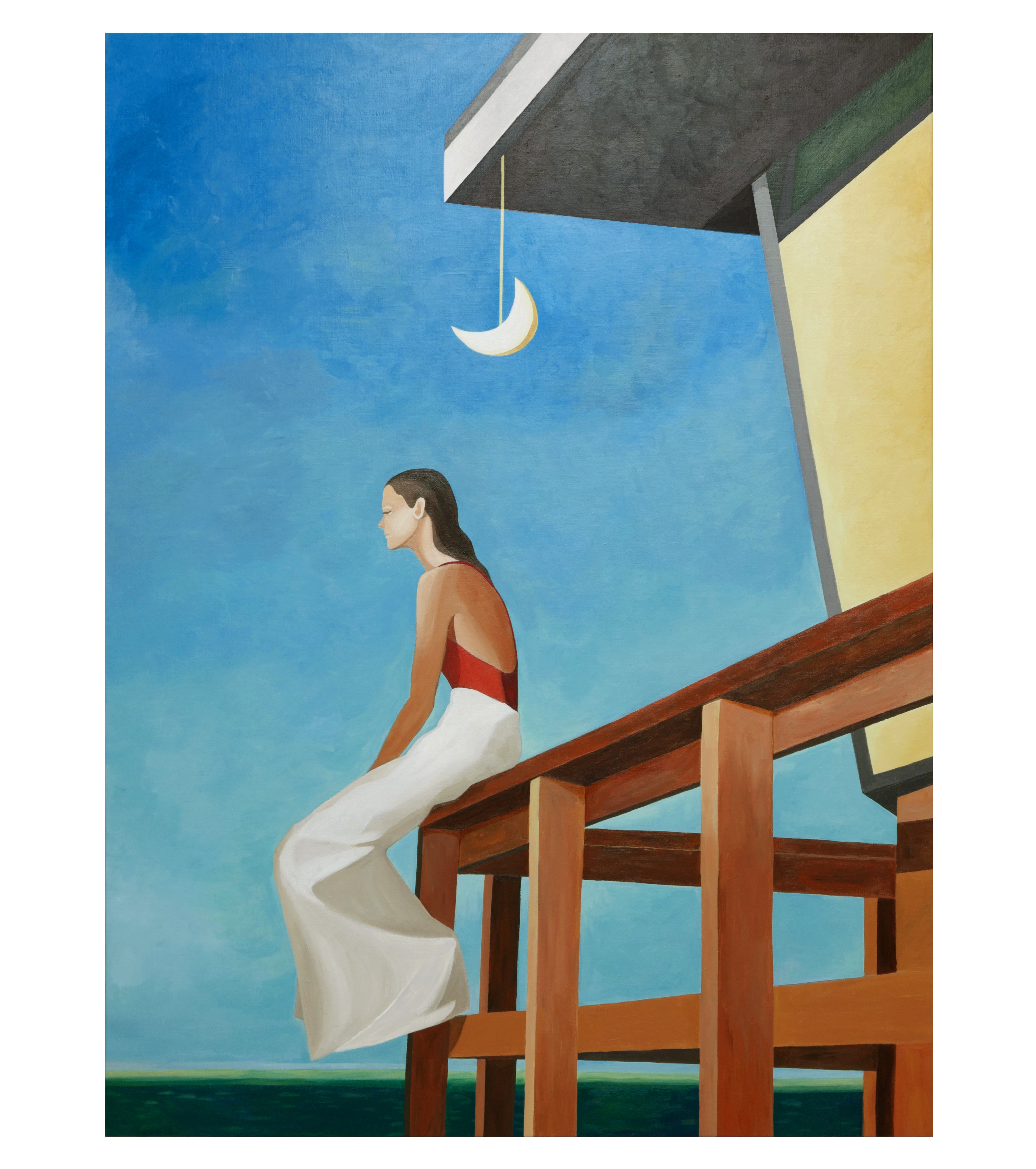 Expressive Portrait Acrylic Painting By Young Park, 30 X 40", When Night Falls, Original Artwork