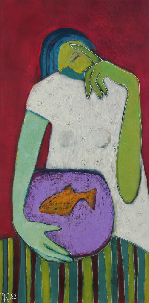 "With a goldfish." by Tatjana Auschew