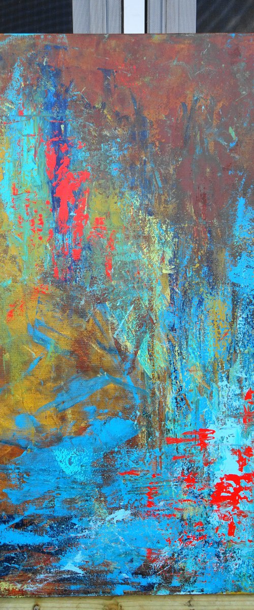 Large Blue Brown Red Abstract by Sveta Osborne