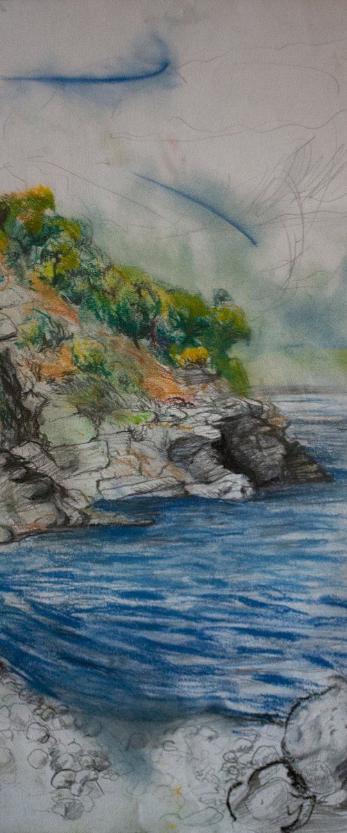 The Tiny Peninsula - mixed media drawing by Nikola Ivanovic