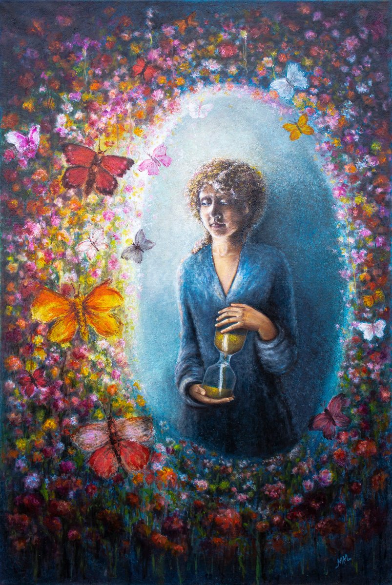 Impressionistic Portrait Oil Painting By Mila Moroko, 24 X 36", Ephemeral Whispers Of Youth, Original Artwork