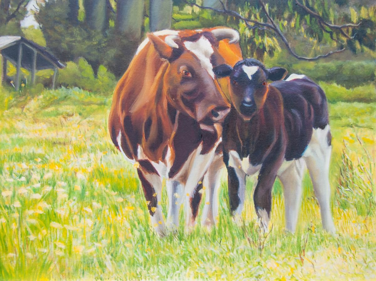 Cow with calf by Norma Beatriz Zaro