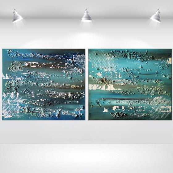 Blue Vision   - abstract acrylic painting canvas wall art blue modern art