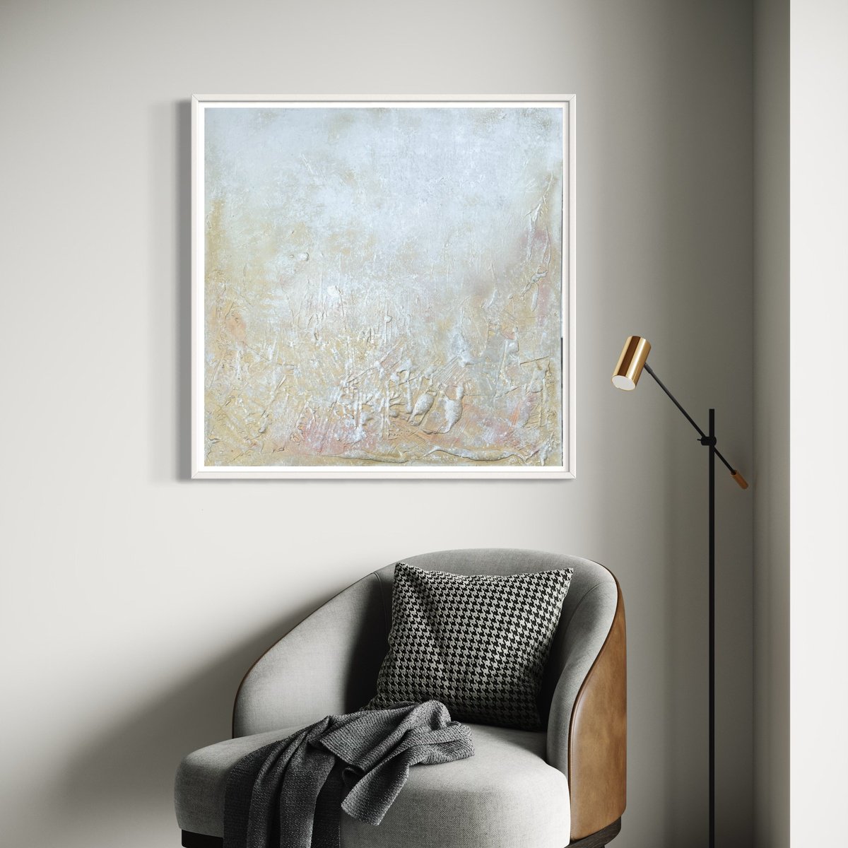 Abstract Acrylic Painting By Mireia Izquierdo, 37 X 37", Golden Hues, Original Artwork