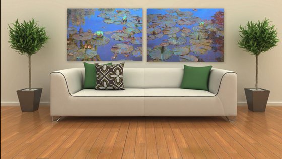 Water lilies./for Radhika/ 200-70cm. diptych