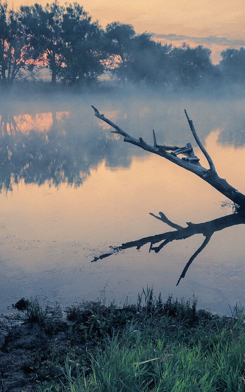 Misty morning. Over the quiet river. by Valerix