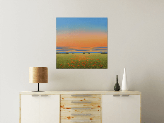 Summertime Flower Field - Poppy Field Landscape