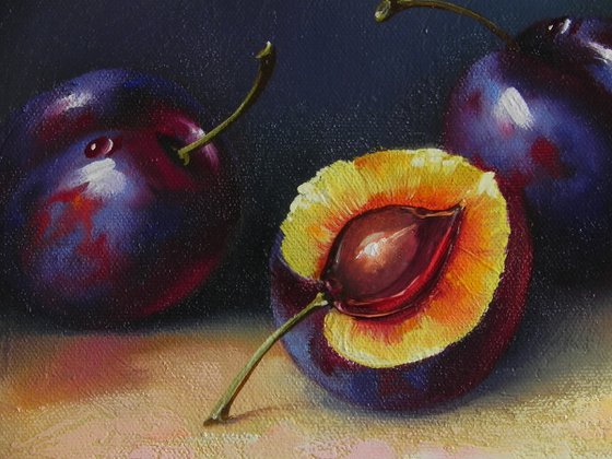 "Still Life with Fresh Fruits" Oil on canvas Original art Kitchen decor