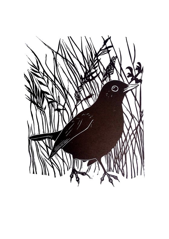 Blackbird linoprint