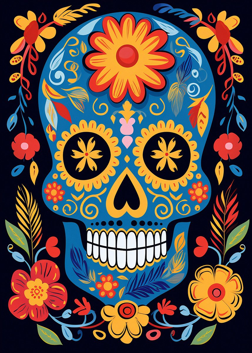 Expressive Portrait Acrylic Painting By Kosta Morr, 12 X 17", Calavera Viii, Original Artwork