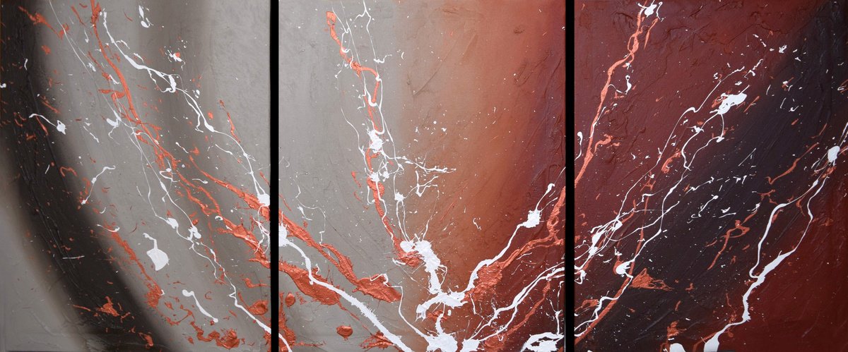 Abstract Painting By Stuart Wright, 48 X 20", Copper Dynamics, Original Artwork