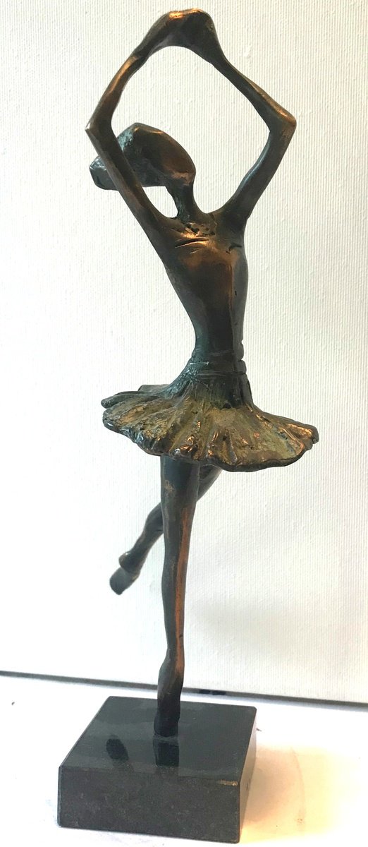 Expressive Portrait Bronze Sculpture By Toth Kristof, 3 X 10", Ballet, Original Artwork