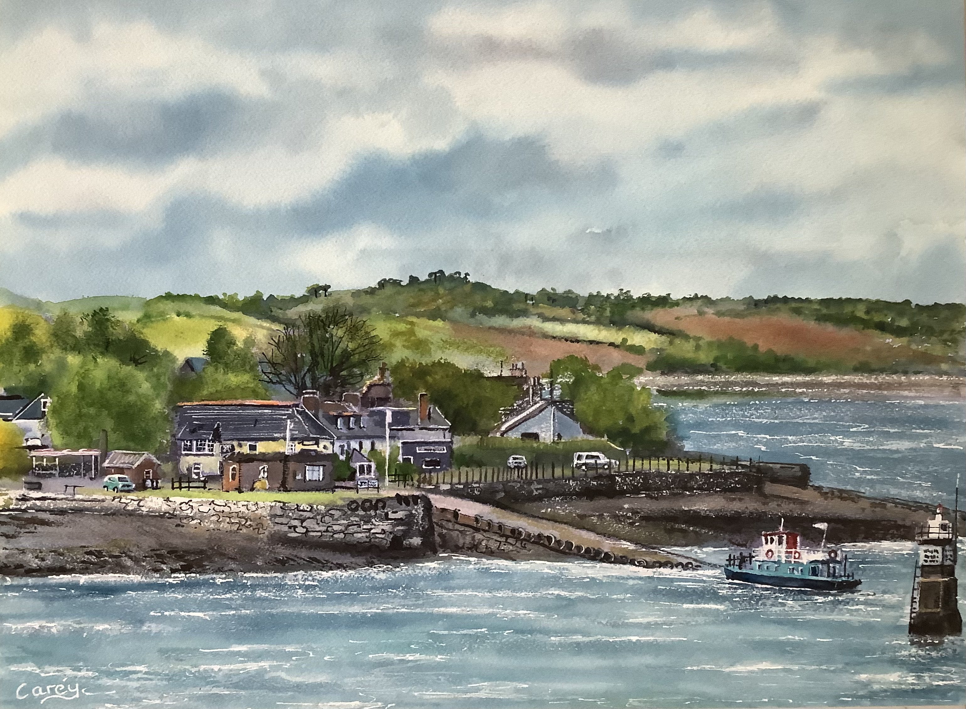 Photorealistic Landscape Watercolour By Darren Carey, 15 X 11, Seascape, Original Artwork