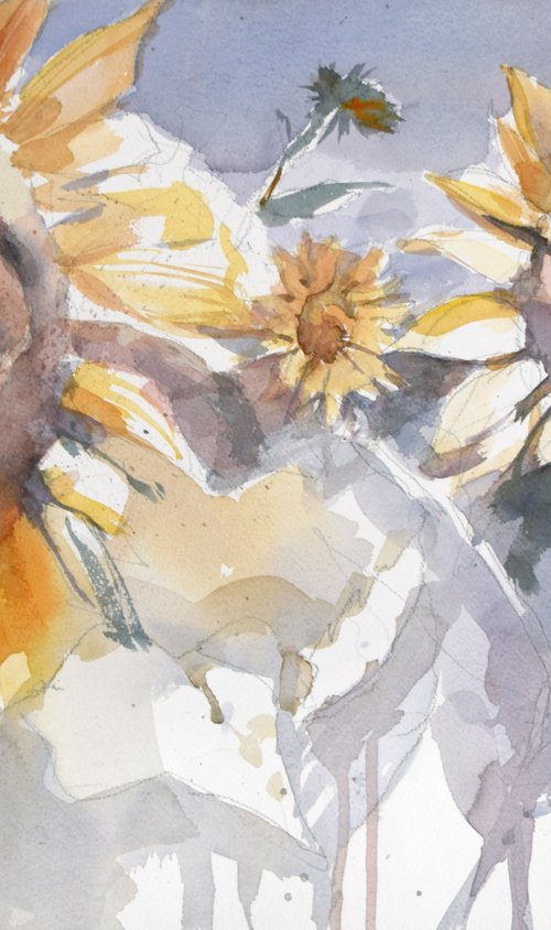 Sunflowers in the field by Goran Žigolić Watercolors