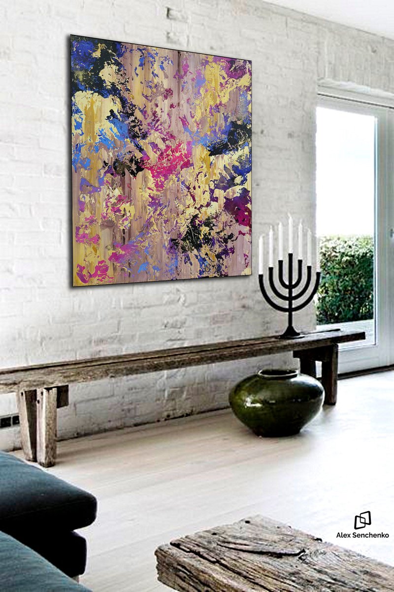 Abstract Acrylic Painting By Alex Senchenko, 39 X 47, Abstract 2357, Original Artwork