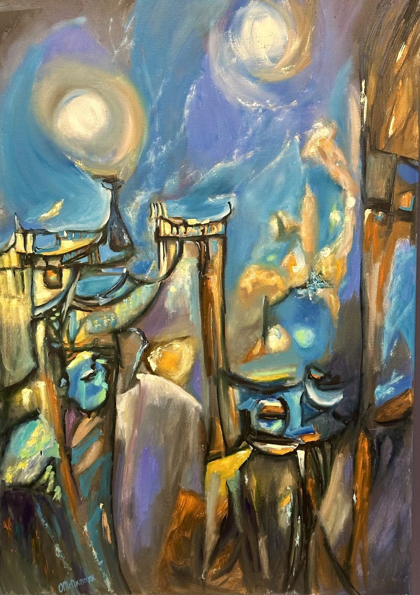 Organic Abstract Oil Painting By Olga Mcnamara Biennaleartist, 30 X 42", Mystique Large Painting, Original Artwork