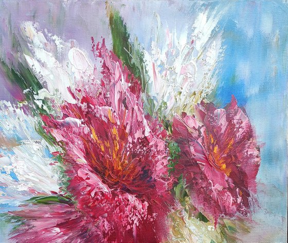 Abstract flowers(50x70cm, oil painting, palette knife)