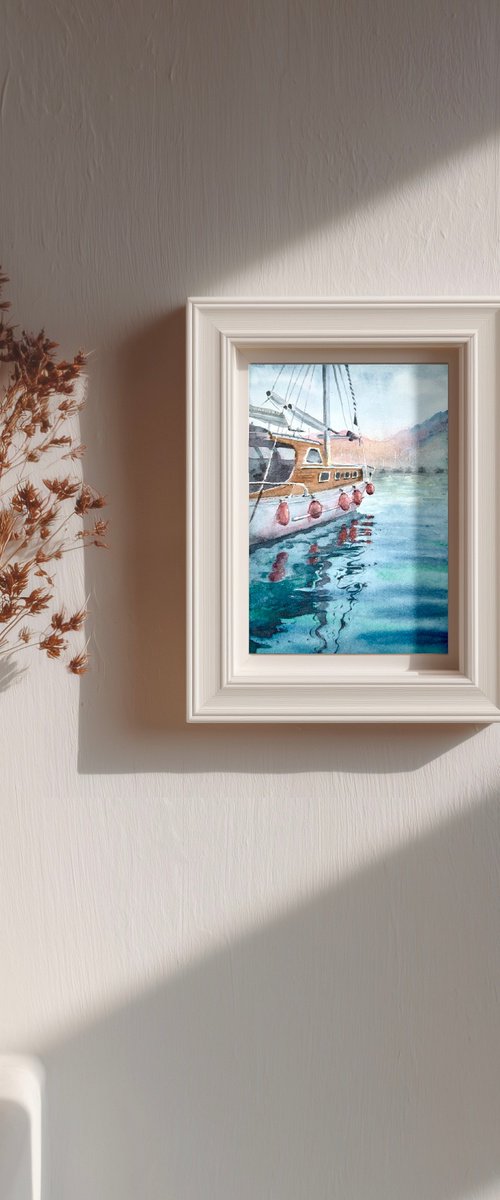 Sailboat in Evening Light by Alena Post