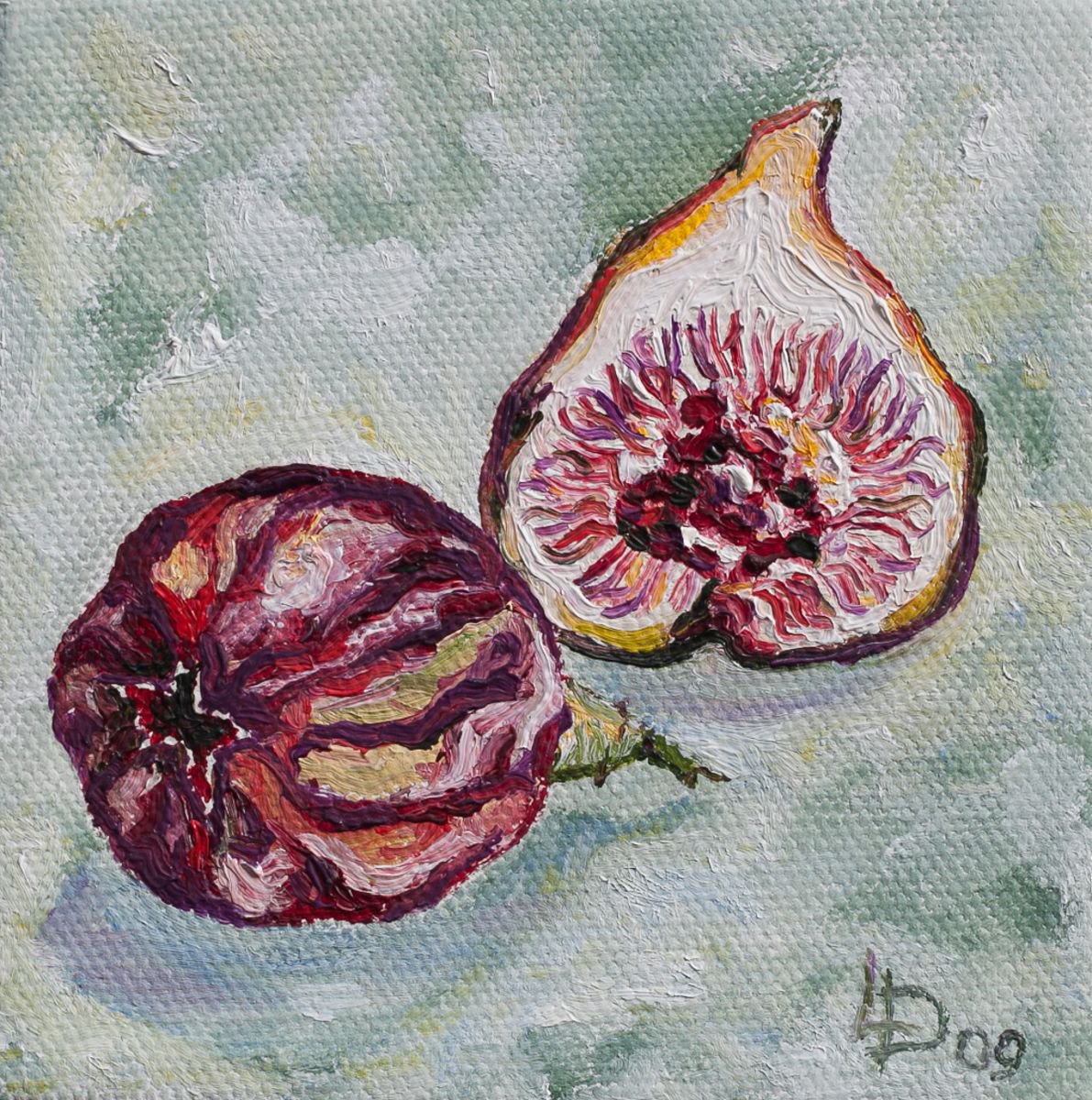 Figs 4x4 free shipping small painting by Liudmila Pisliakova