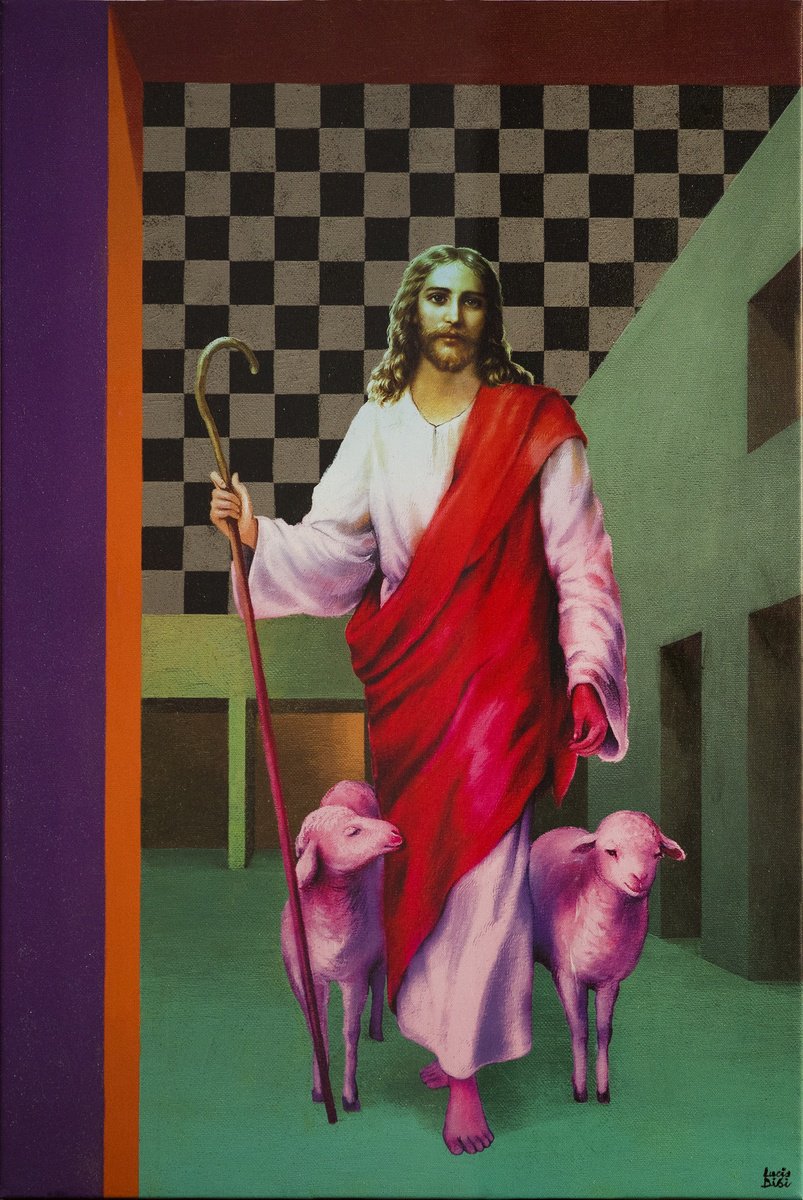 Urban And Pop Portrait Acrylic Painting By Lucia Dibi, 20 X 30", Apparizione 3, Original Artwork