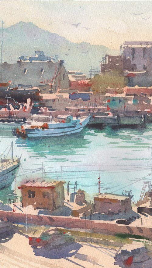 Port in Italy Seascape by Samira Yanushkova