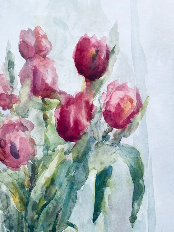 Tulips in vase! 19x25 in