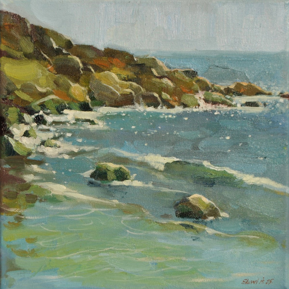 Impressionistic Landscape Oil Painting By Anna Shevel, 12 X 12, The Light Between Waves, Original Artwork