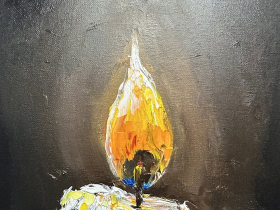 The candle is burning