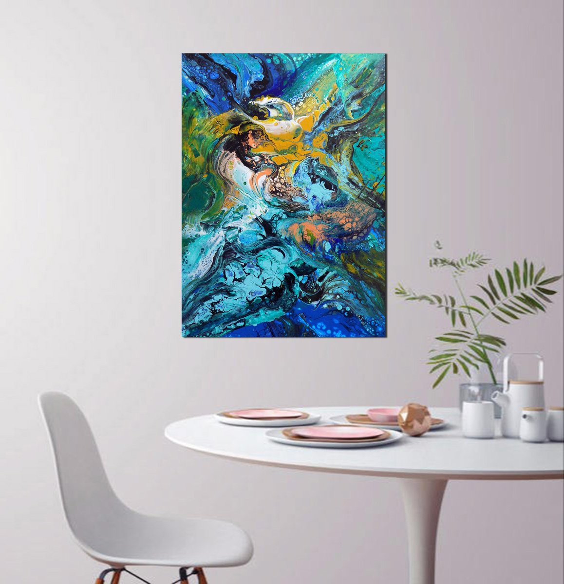 Abstract Acrylic Painting By Areti Ampi, 20 X 28, Existence, Original Artwork